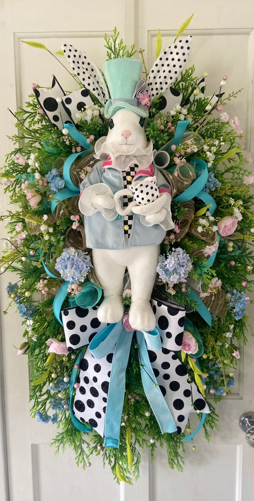Easter luxury tea party bunny wreath